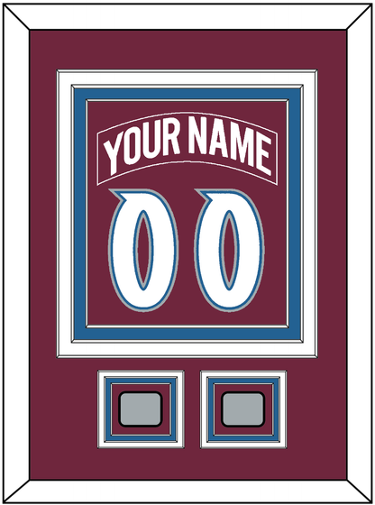 Colorado Nameplate & Number (Back) Combined, With 2 Stanley Cup Finals Patches - Road Burgundy (1999-2001) - Premier Tier 3