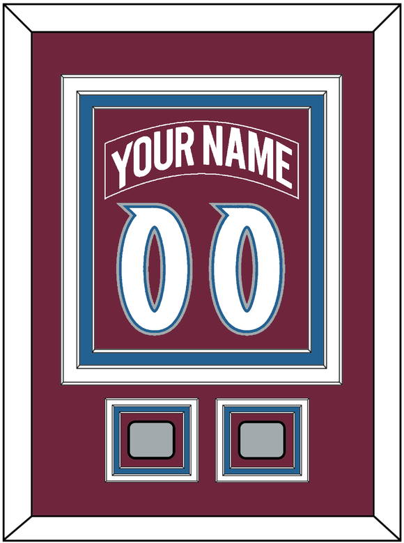 Colorado Nameplate & Number (Back) Combined, With 2 Stanley Cup Finals Patches - Road Burgundy (1999-2001) - Triple Mat 3