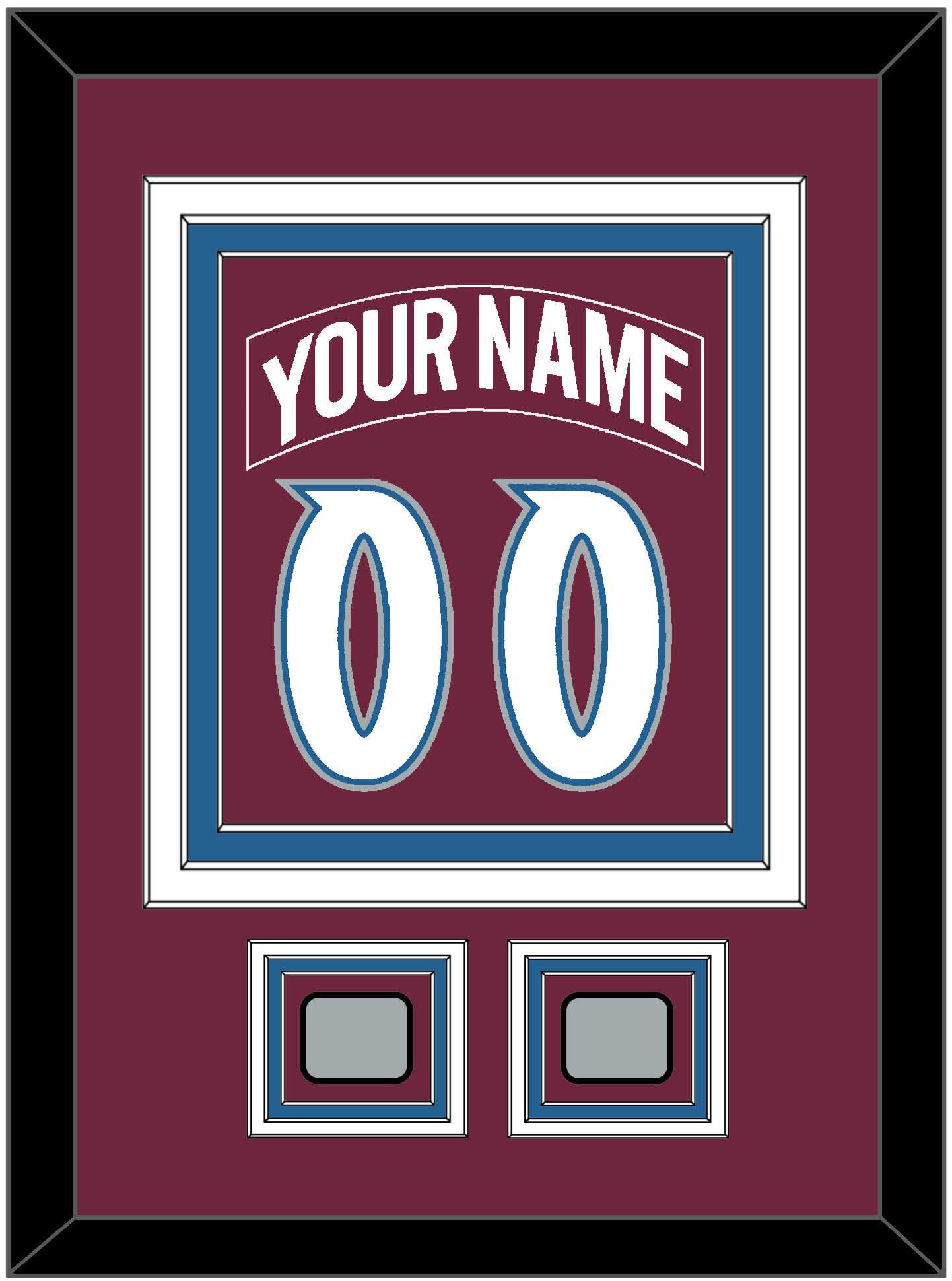 Colorado Nameplate & Number (Back) Combined, With 2 Stanley Cup Finals Patches - Road Burgundy (1999-2001) - Premier Tier 3