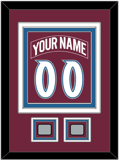 Colorado Nameplate & Number (Back) Combined, With 2 Stanley Cup Finals Patches - Road Burgundy (1999-2001) - Premier Tier 3