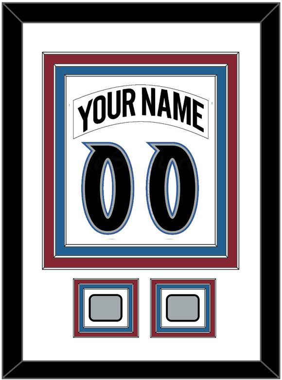 Colorado Nameplate & Number (Back) Combined, With 2 Stanley Cup Finals Patches - Home White (1995-1996) - Triple Mat 1