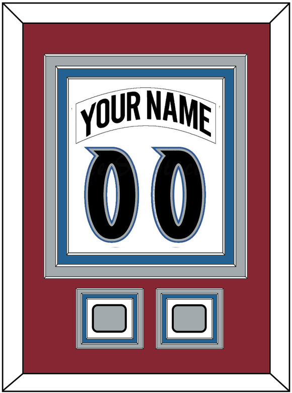 Colorado Nameplate & Number (Back) Combined, With 2 Stanley Cup Finals Patches - Home White (1995-1996) - Triple Mat 2