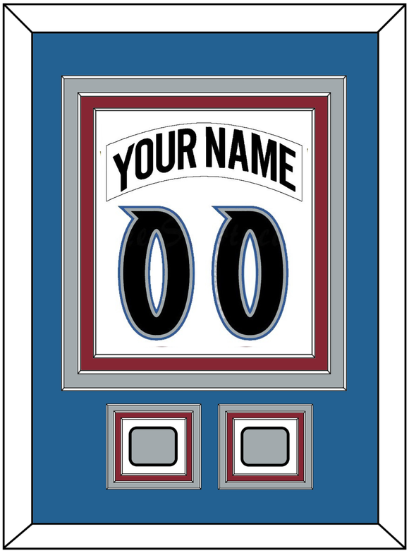 Colorado Nameplate & Number (Back) Combined, With 2 Stanley Cup Finals Patches - Home White (1995-1996) - Triple Mat 3