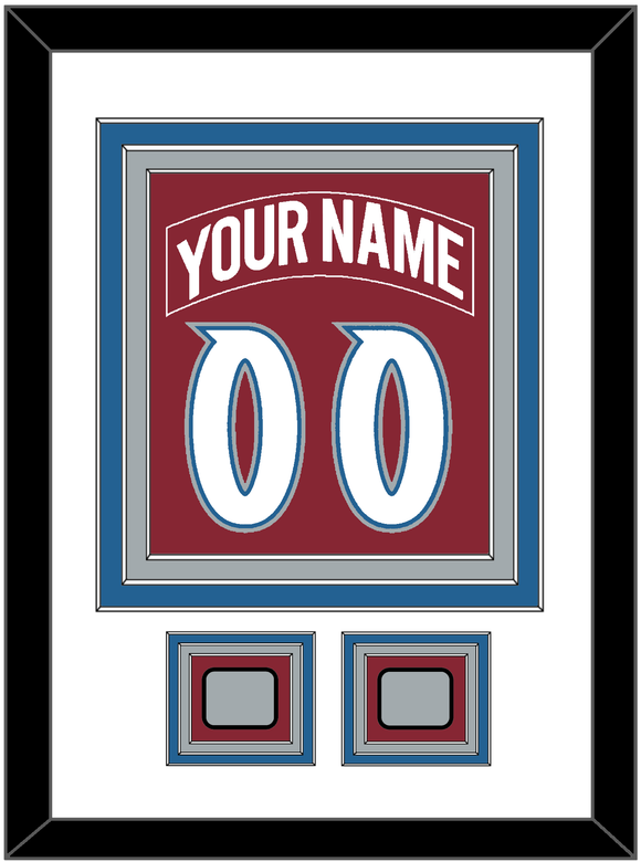 Colorado Nameplate & Number (Back) Combined, With 2 Stanley Cup Finals Patches - Road Burgundy (1995-1996) - Triple Mat 1
