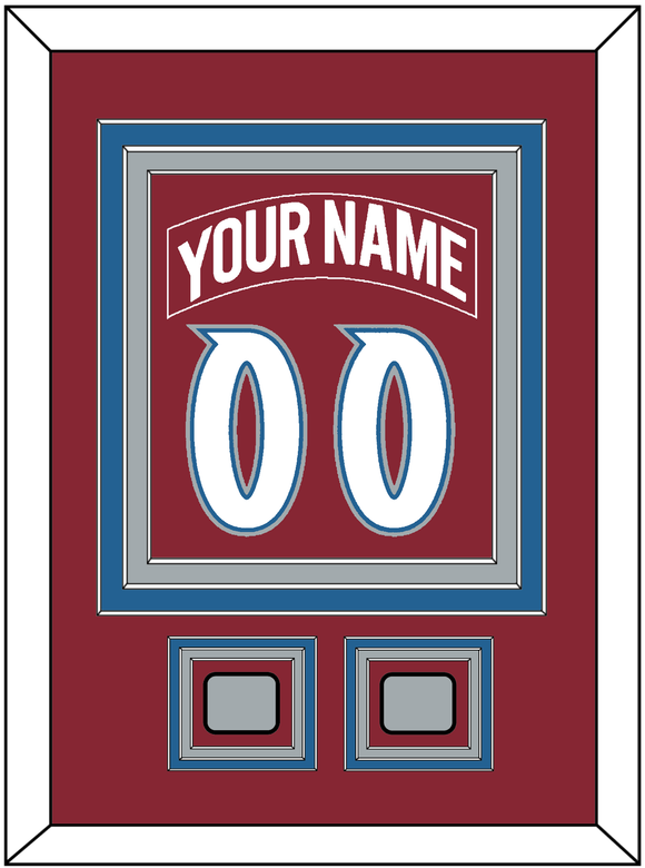 Colorado Nameplate & Number (Back) Combined, With 2 Stanley Cup Finals Patches - Road Burgundy (1995-1996) - Triple Mat 2