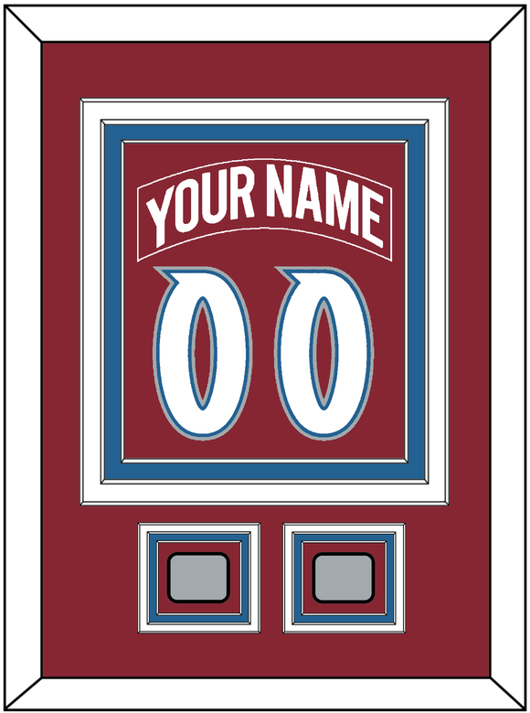 Colorado Nameplate & Number (Back) Combined, With 2 Stanley Cup Finals Patches - Road Burgundy (1995-1996) - Triple Mat 3