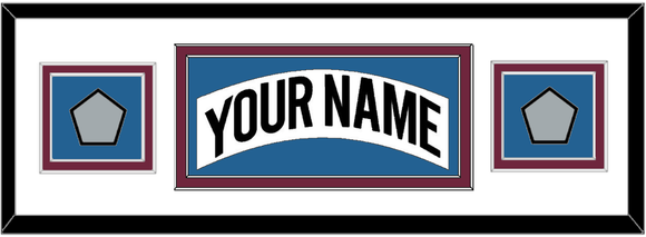 Colorado Nameplate & 2 Stanley Cup Finals Patches - Home White (1999-2001) - Double Mat 6