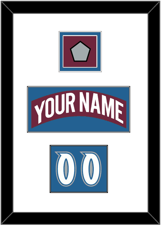 Colorado Nameplate, Number (Shoulder) & Stanley Cup Finals Patch - Road Burgundy (1999-2001) - Signature Tier 1