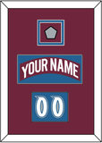 Colorado Nameplate, Number (Shoulder) & Stanley Cup Finals Patch - Road Burgundy (1999-2001) - Double Mat 2