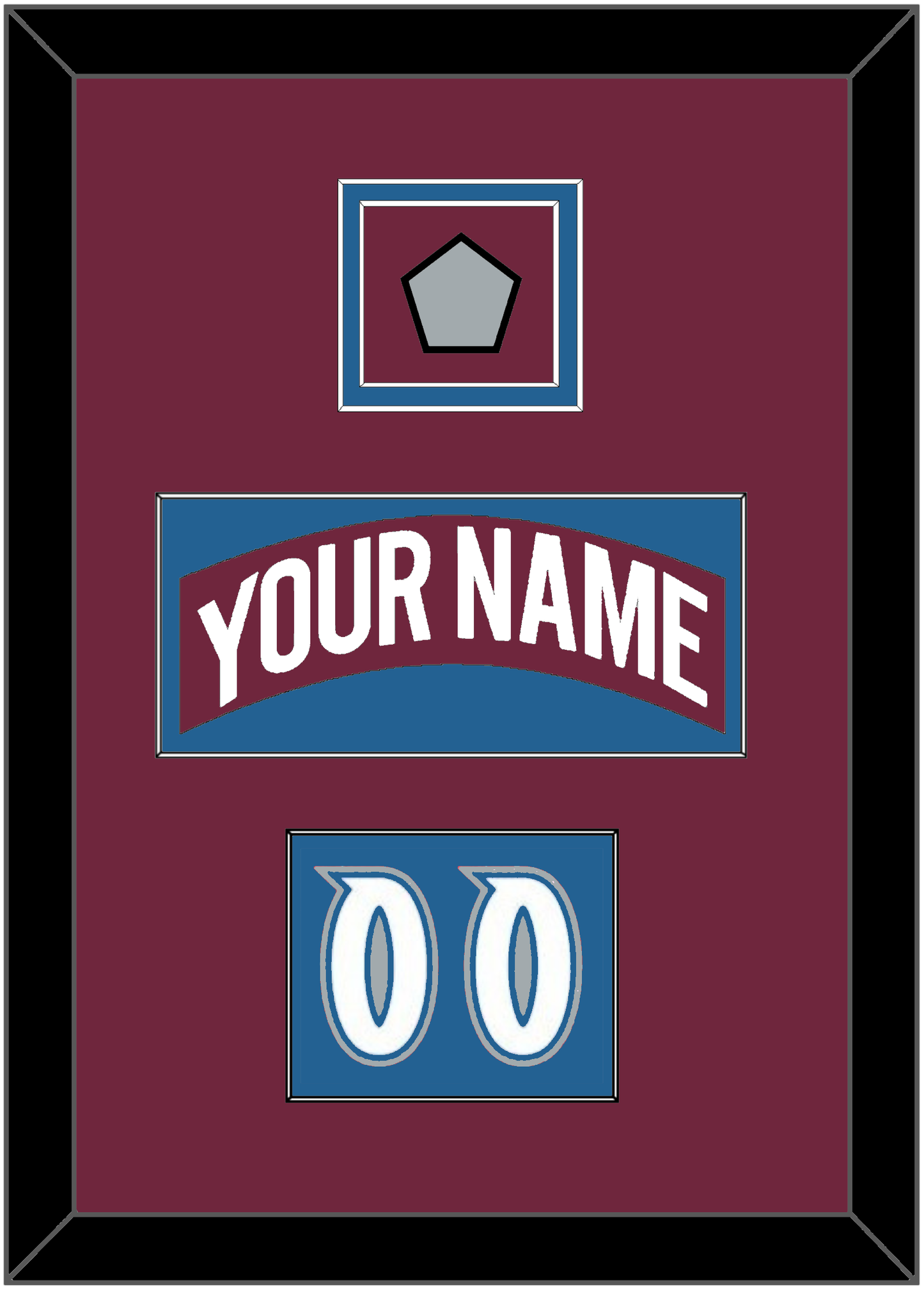 Colorado Nameplate, Number (Shoulder) & Stanley Cup Finals Patch - Road Burgundy (1995-1996) - Signature Tier 2