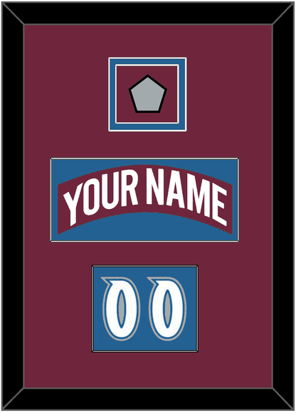 Colorado Nameplate, Number (Shoulder) & Stanley Cup Finals Patch - Road Burgundy (1995-1996) - Signature Tier 2