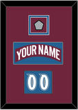 Colorado Nameplate, Number (Shoulder) & Stanley Cup Finals Patch - Road Burgundy (1999-2001) - Double Mat 2