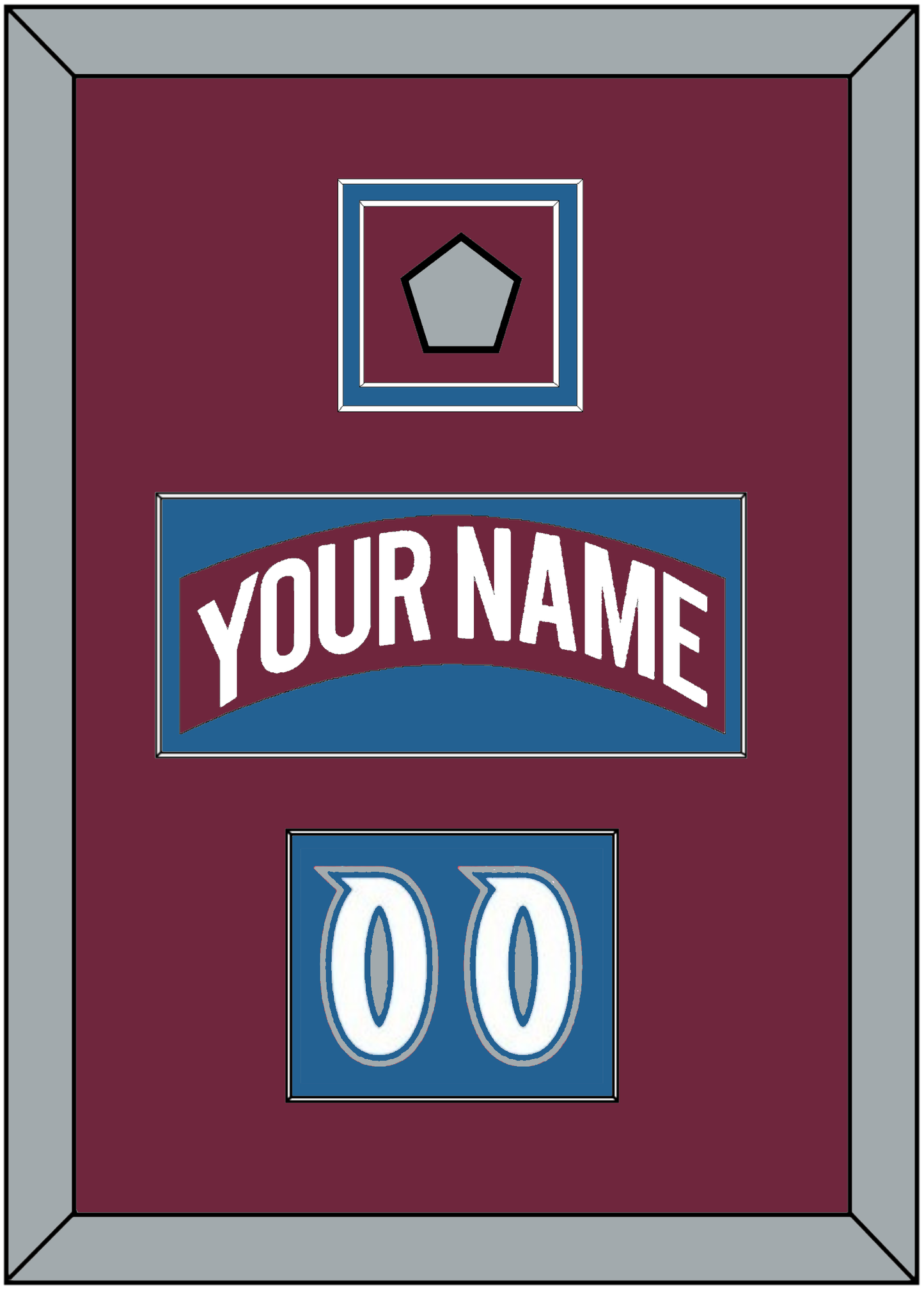 Colorado Nameplate, Number (Shoulder) & Stanley Cup Finals Patch - Road Burgundy (1999-2001) - Signature Tier 2