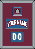 Colorado Nameplate, Number (Shoulder) & Stanley Cup Finals Patch - Road Burgundy (1999-2001) - Double Mat 2