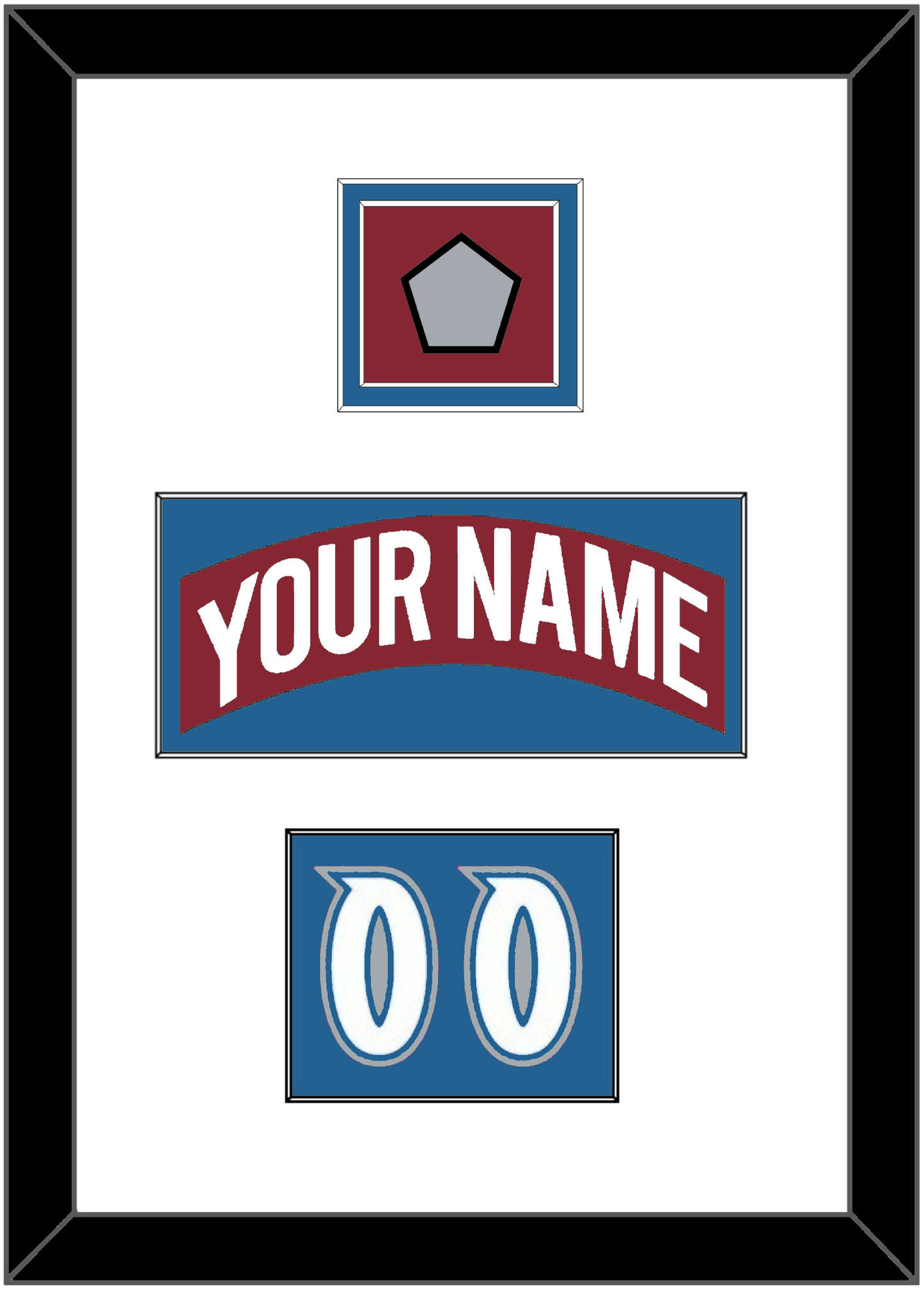 Colorado Nameplate, Number (Shoulder) & Stanley Cup Finals Patch - Road Burgundy (1995-1996) - Signature Tier 1