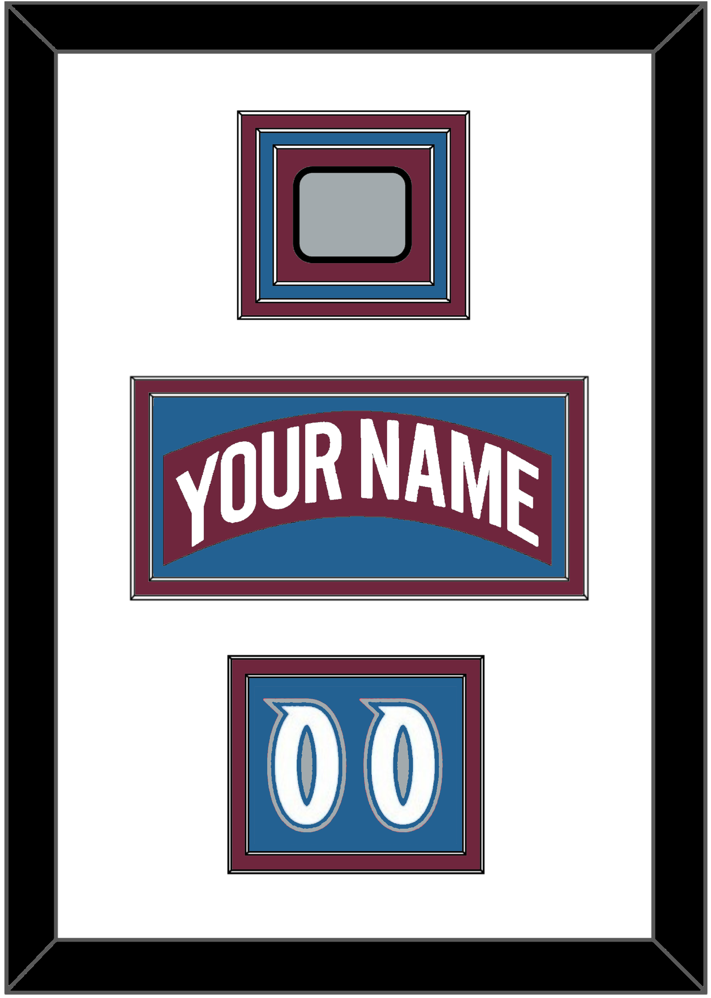 Colorado Nameplate, Number (Shoulder) & Stanley Cup Finals Patch - Road Burgundy (1999-2001) - Premier Tier 1