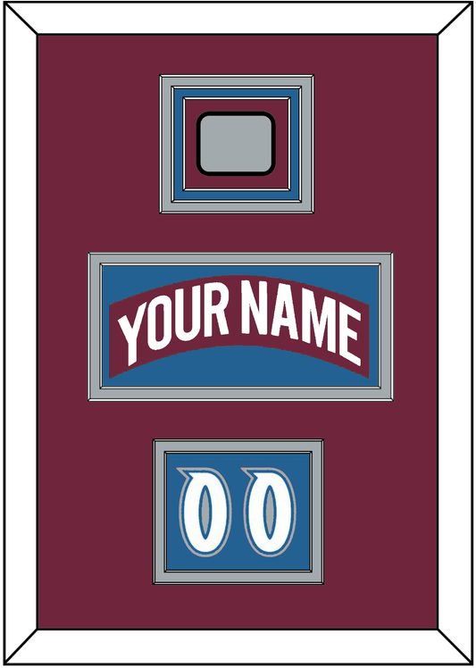 Colorado Nameplate, Number (Shoulder) & Stanley Cup Finals Patch - Road Burgundy (1999-2001) - Premier Tier 2