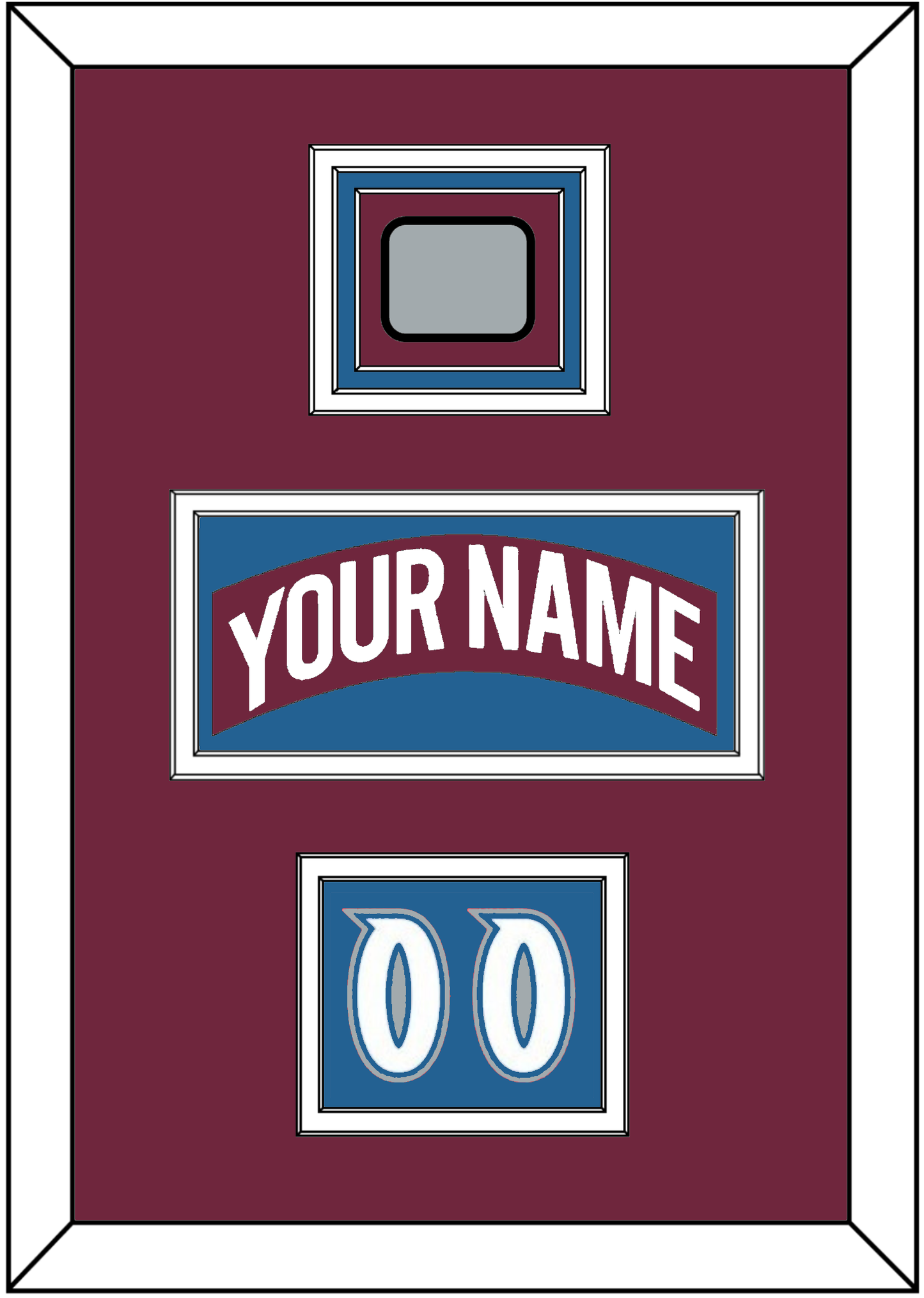 Colorado Nameplate, Number (Shoulder) & Stanley Cup Finals Patch - Road Burgundy (1999-2001) - Premier Tier 3
