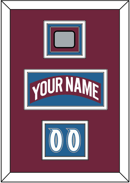 Colorado Nameplate, Number (Shoulder) & Stanley Cup Finals Patch - Road Burgundy (1999-2001) - Premier Tier 3