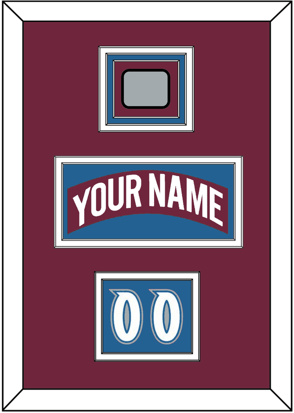 Colorado Nameplate, Number (Shoulder) & Stanley Cup Finals Patch - Road Burgundy (1999-2001) - Triple Mat 3