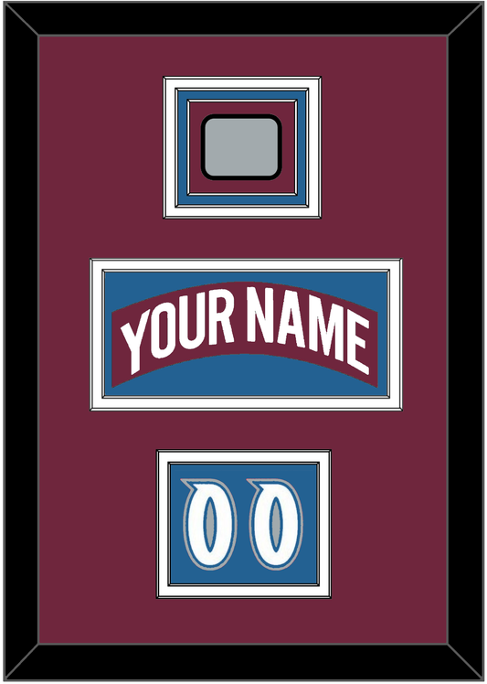 Colorado Nameplate, Number (Shoulder) & Stanley Cup Finals Patch - Road Burgundy (1999-2001) - Premier Tier 3