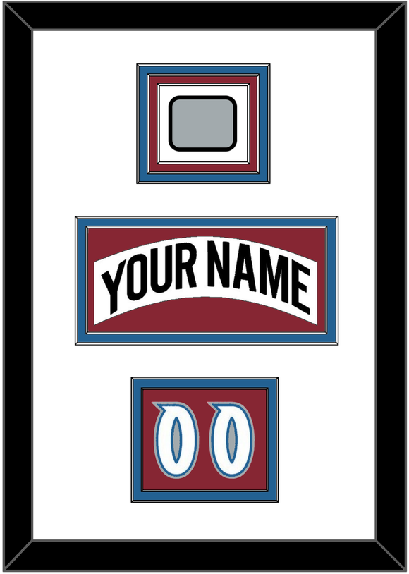 Colorado Nameplate, Number (Shoulder) & Stanley Cup Finals Patch - Home White (1995-1996) - Triple Mat 1