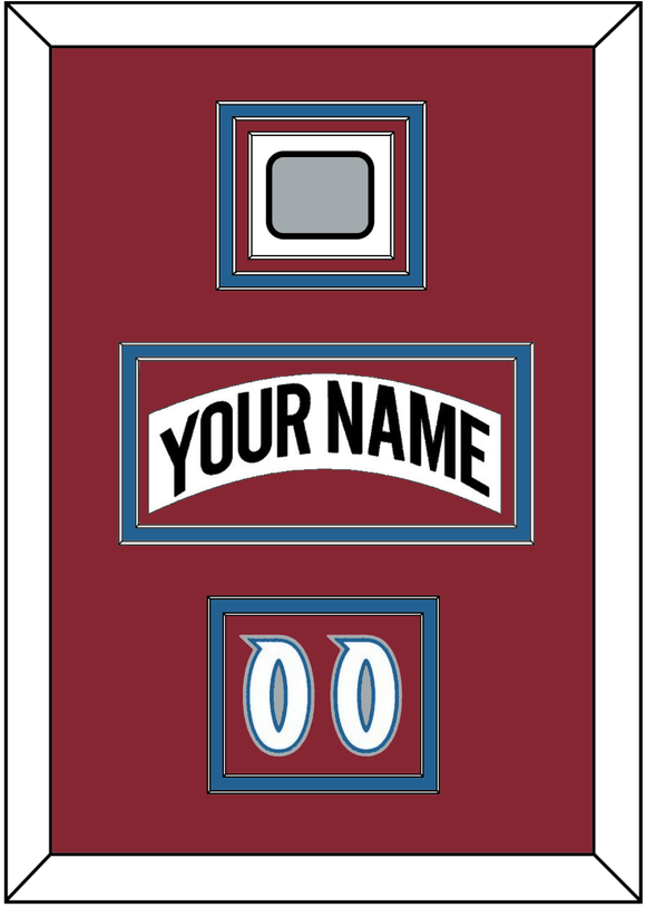 Colorado Nameplate, Number (Shoulder) & Stanley Cup Finals Patch - Home White (1995-1996) - Triple Mat 2