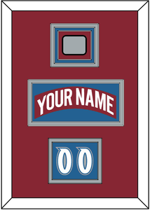 Colorado Nameplate, Number (Shoulder) & Stanley Cup Finals Patch - Road Burgundy (1995-1996) - Triple Mat 2