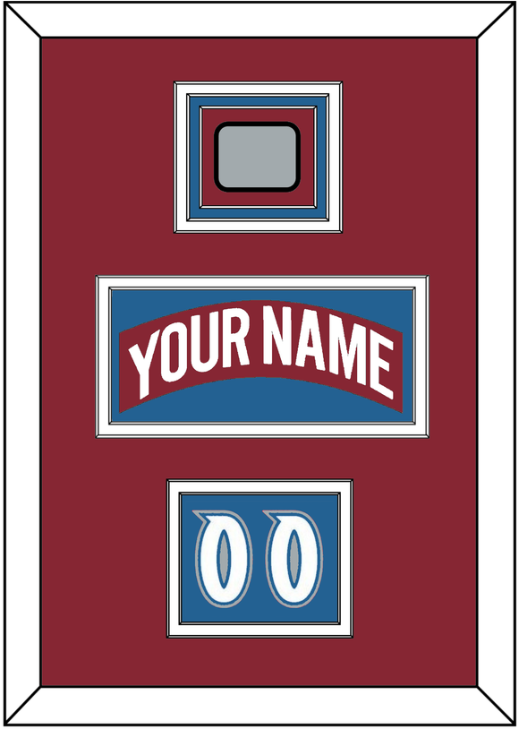 Colorado Nameplate, Number (Shoulder) & Stanley Cup Finals Patch - Road Burgundy (1995-1996) - Triple Mat 3