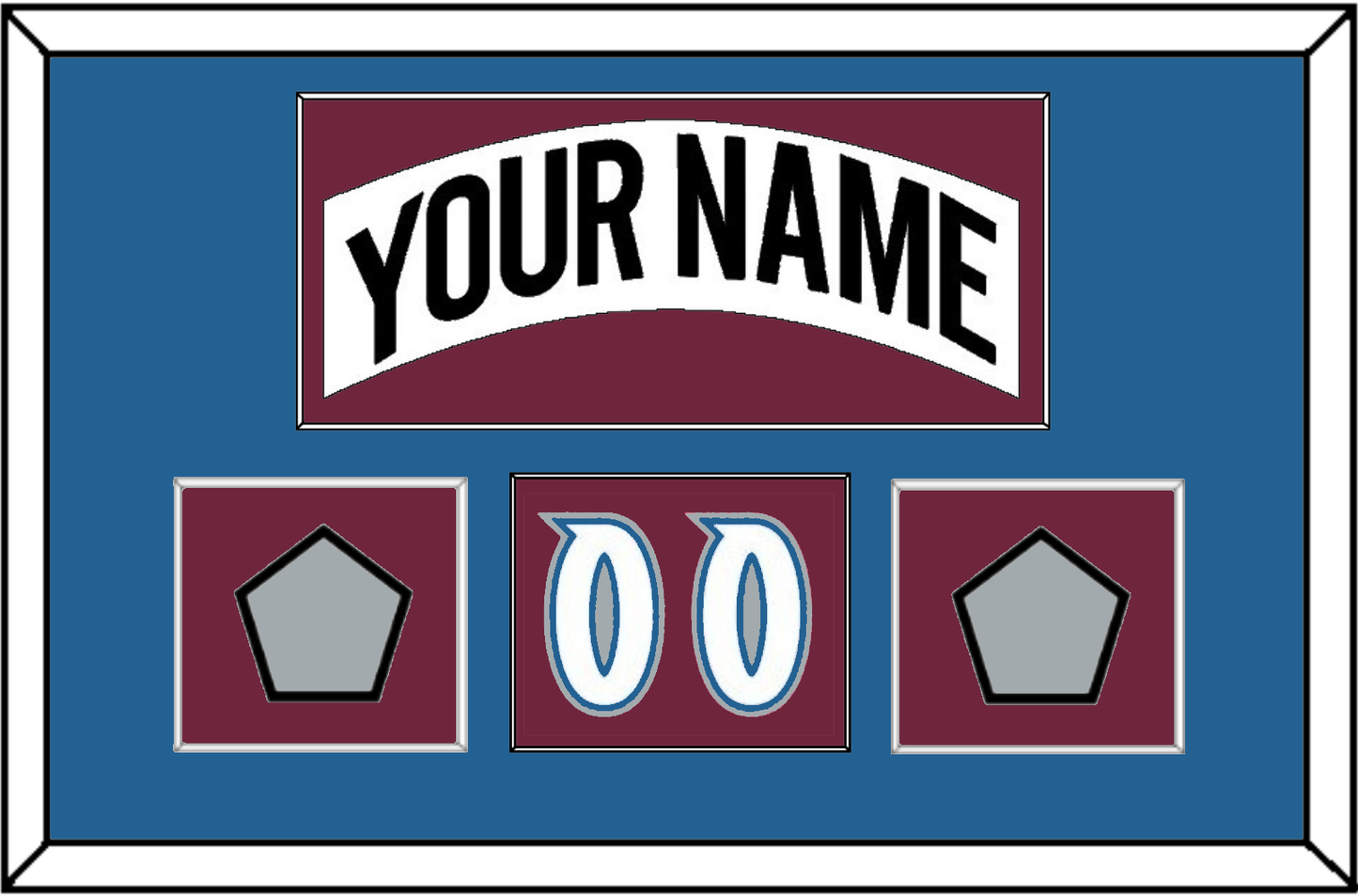 Colorado Nameplate, Number (Shoulder) & 2 Stanley Cup Finals Patches - Home White (1999-2001) - Essential Tier 2