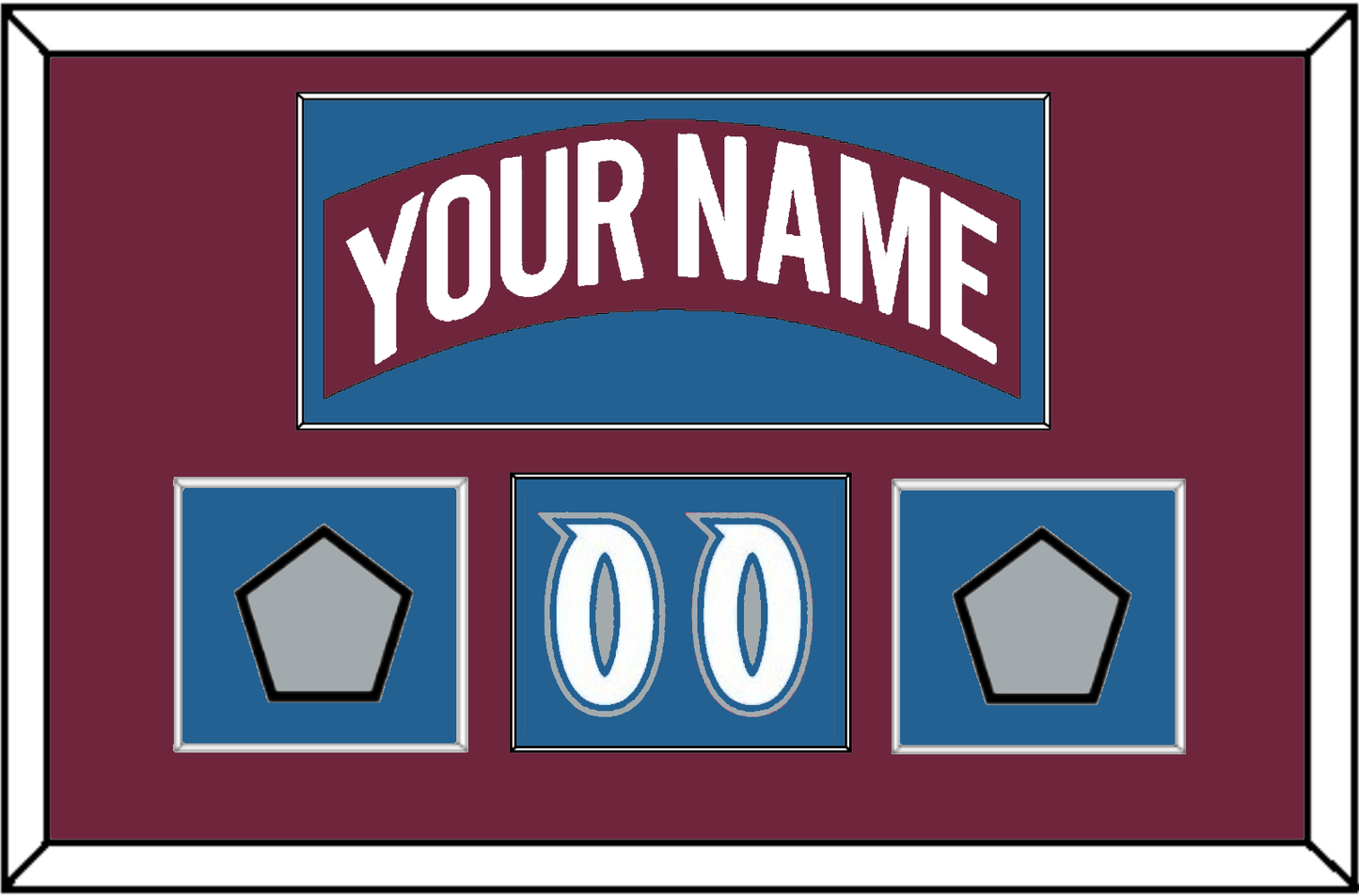 Colorado Nameplate, Number (Shoulder) & 2 Stanley Cup Finals Patches - Road Burgundy (1999-2001) - Essential Tier 1