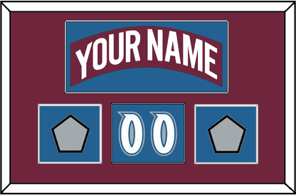 Colorado Nameplate, Number (Shoulder) & 2 Stanley Cup Finals Patches - Road Burgundy (1999-2001) - Essential Tier 1