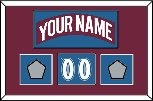Colorado Nameplate, Number (Shoulder) & 2 Stanley Cup Finals Patches - Road Burgundy (1999-2001) - Essential Tier 1