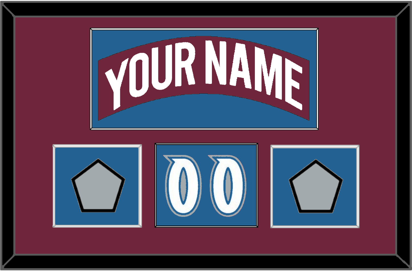 Colorado Nameplate, Number (Shoulder) & 2 Stanley Cup Finals Patches - Road Burgundy (1999-2001) - Essential Tier 1