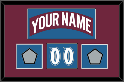 Colorado Nameplate, Number (Shoulder) & 2 Stanley Cup Finals Patches - Road Burgundy (1999-2001) - Essential Tier 1