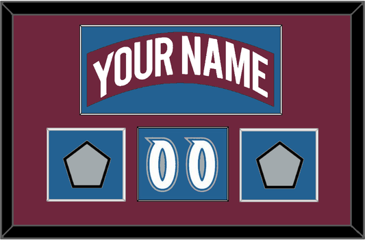 Colorado Nameplate, Number (Shoulder) & 2 Stanley Cup Finals Patches - Road Burgundy (1999-2001) - Essential Tier 1