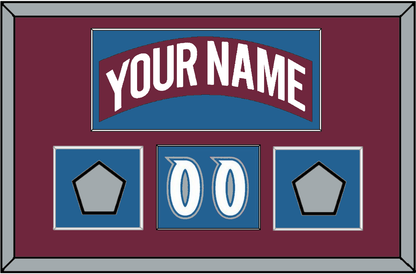 Colorado Nameplate, Number (Shoulder) & 2 Stanley Cup Finals Patches - Road Burgundy (1999-2001) - Essential Tier 1