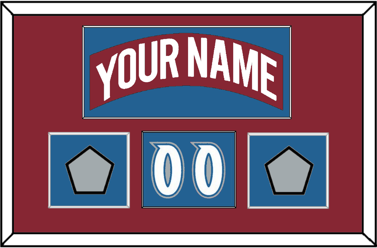 Colorado Nameplate, Number (Shoulder) & 2 Stanley Cup Finals Patches - Road Burgundy (1995-1996) - Essential Tier 1