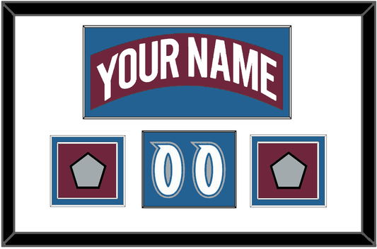 Colorado Nameplate, Number (Shoulder) & 2 Stanley Cup Finals Patches - Road Burgundy (1999-2001) - Signature Tier 1