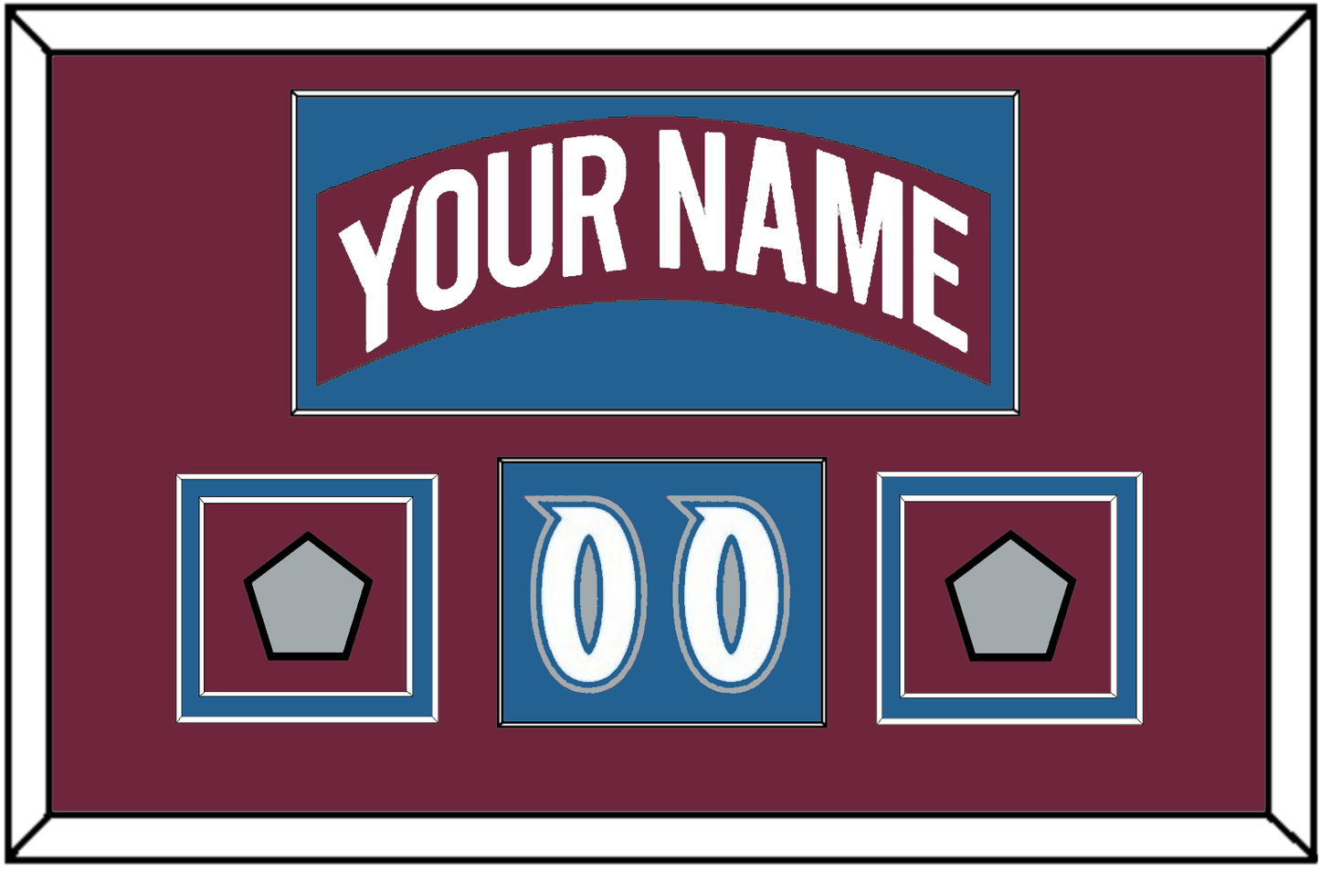 Colorado Nameplate, Number (Shoulder) & 2 Stanley Cup Finals Patches - Road Burgundy (1999-2001) - Signature Tier 2
