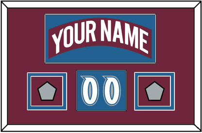 Colorado Nameplate, Number (Shoulder) & 2 Stanley Cup Finals Patches - Road Burgundy (1999-2001) - Signature Tier 2
