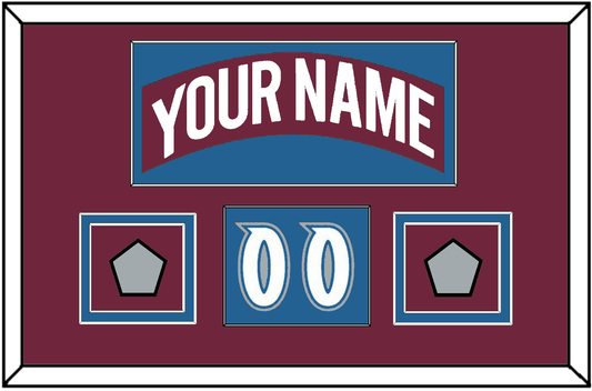 Colorado Nameplate, Number (Shoulder) & 2 Stanley Cup Finals Patches - Road Burgundy (1999-2001) - Signature Tier 2