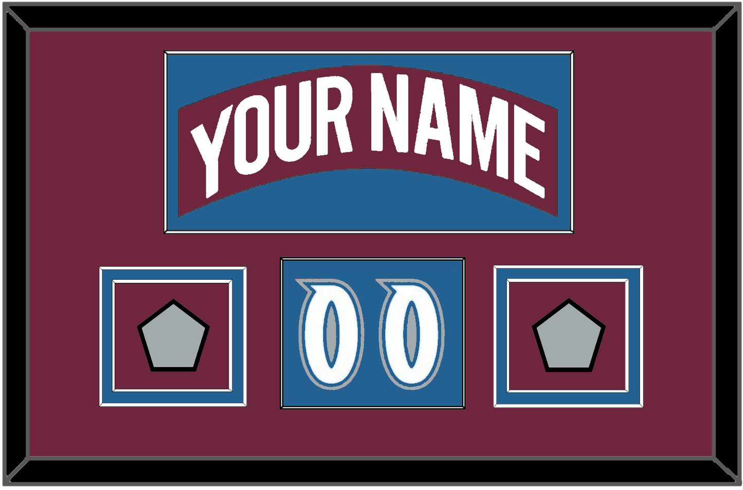 Colorado Nameplate, Number (Shoulder) & 2 Stanley Cup Finals Patches - Road Burgundy (1999-2001) - Signature Tier 2