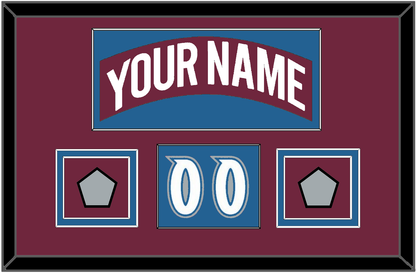 Colorado Nameplate, Number (Shoulder) & 2 Stanley Cup Finals Patches - Road Burgundy (1999-2001) - Signature Tier 2