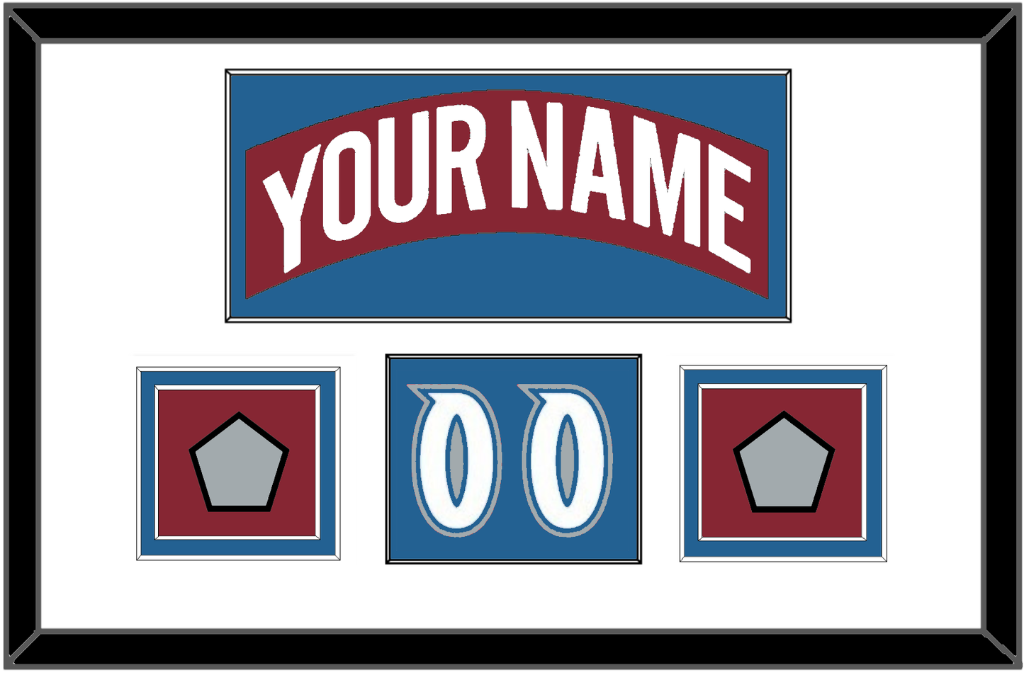 Colorado Nameplate, Number (Shoulder) & 2 Stanley Cup Finals Patches - Road Burgundy (1995-1996) - Signature Tier 1