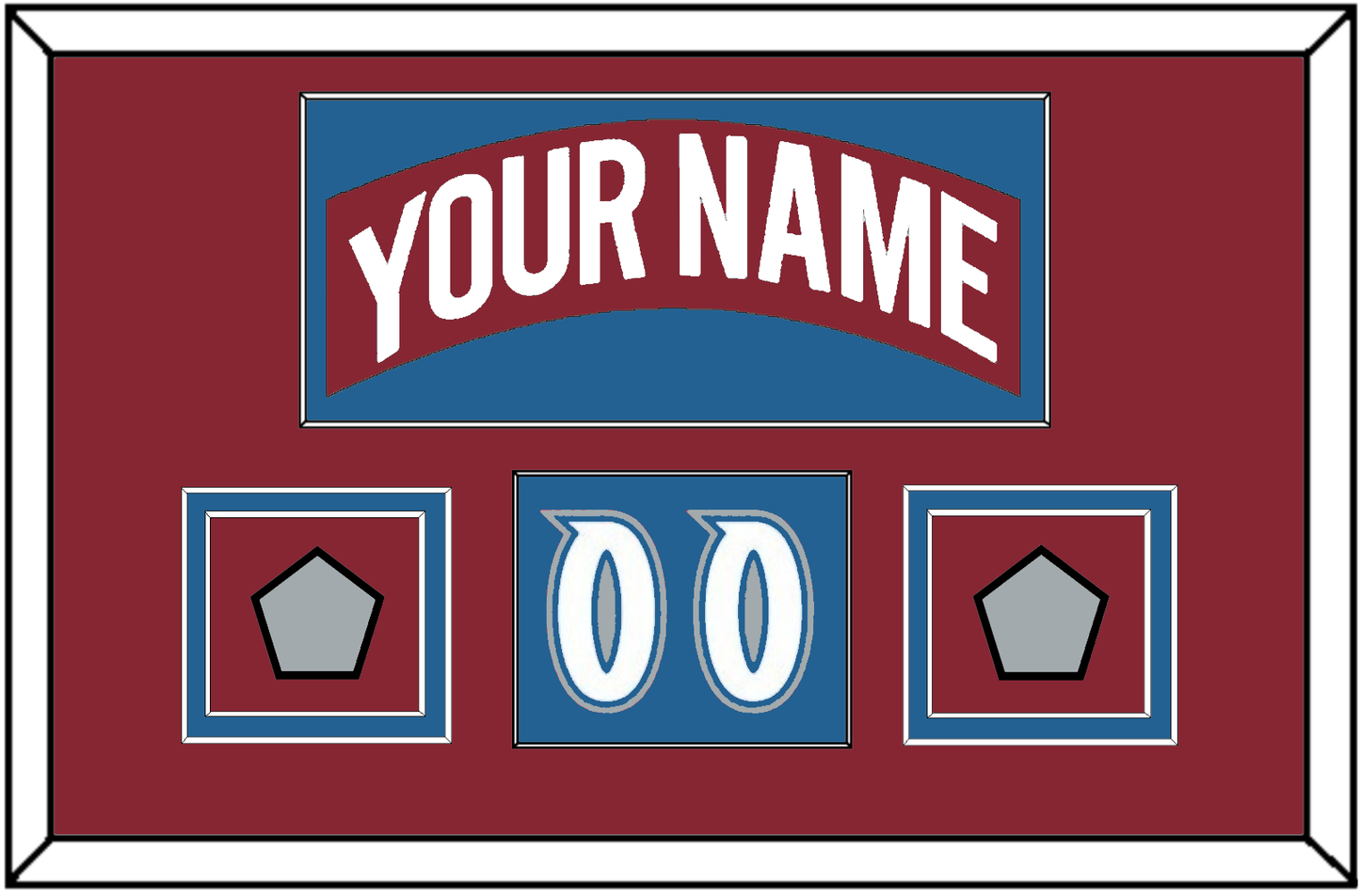 Colorado Nameplate, Number (Shoulder) & 2 Stanley Cup Finals Patches - Road Burgundy (1995-1996) - Signature Tier 2