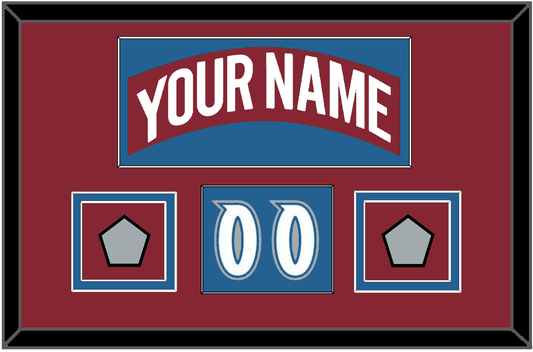 Colorado Nameplate, Number (Shoulder) & 2 Stanley Cup Finals Patches - Road Burgundy (1995-1996) - Signature Tier 2