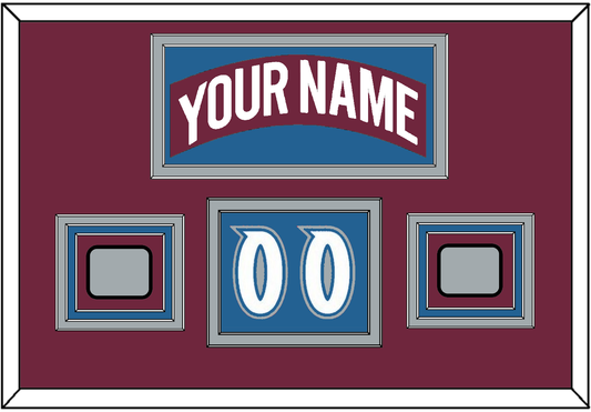 Colorado Nameplate, Number (Shoulder) & 2 Stanley Cup Finals Patches - Road Burgundy (1999-2001) - Premier Tier 2