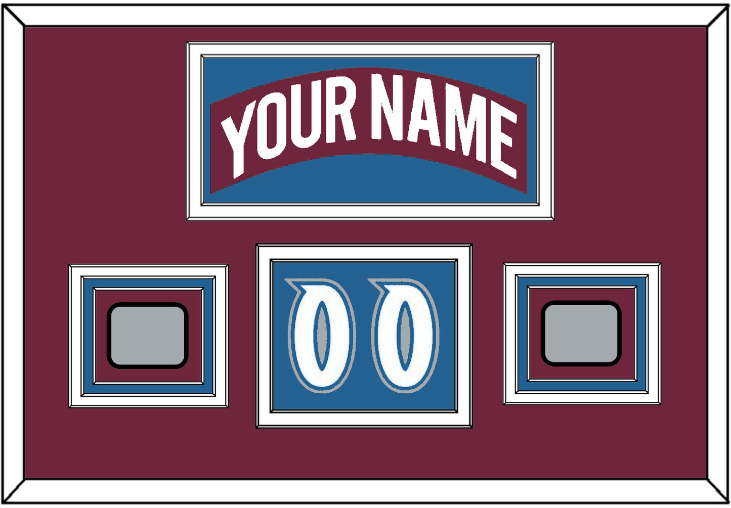 Colorado Nameplate, Number (Shoulder) & 2 Stanley Cup Finals Patches - Road Burgundy (1999-2001) - Premier Tier 3