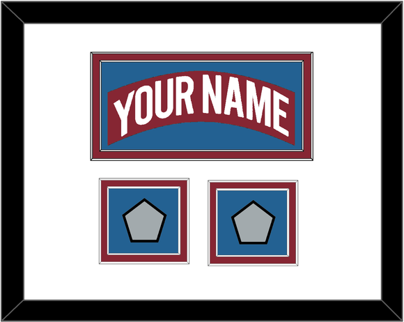 Colorado Nameplate & 2 Stanley Cup Finals Patches - Road Burgundy (1995-1996) - Double Mat 1